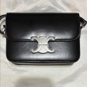 Celine Black Crossbody Bag with Silver Accent